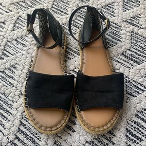Old Navy Black Suede/Leather Espadrille Sandal, 8